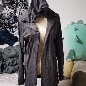 Gray Hooded Cardigan